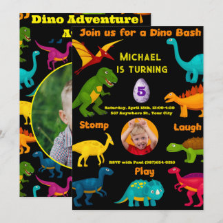 Invitation Diverses espèces de Dinosaures colorés