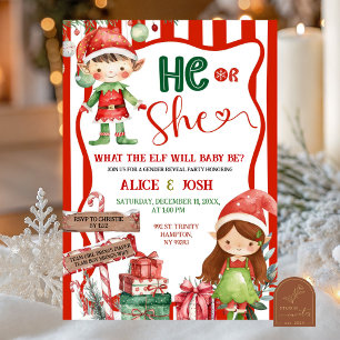 Invitation Divertissants Elfes de Noël Rétro Révélation du Se