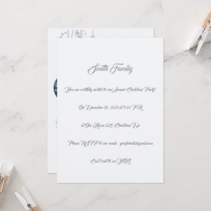 Invitation Divertissement de Noël élégant bleu et argent