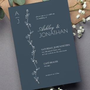 Invitation Divider botanique moderne Mariage bleu marine