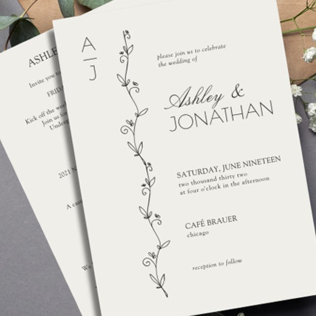 Invitation Divider botanique moderne Mariage Bone tout-en-un (Créateur téléchargé)