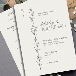 Invitation Divider botanique moderne Mariage Bone tout-en-un