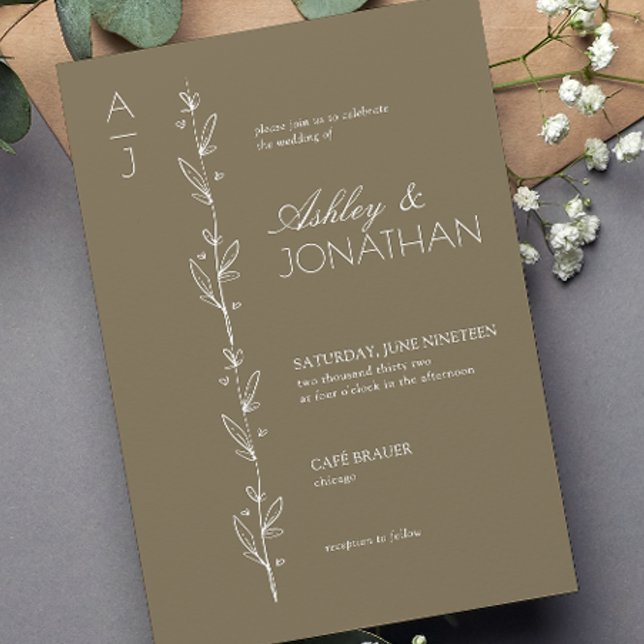 Invitation Divider botanique moderne Mariage Brown (Créateur téléchargé)