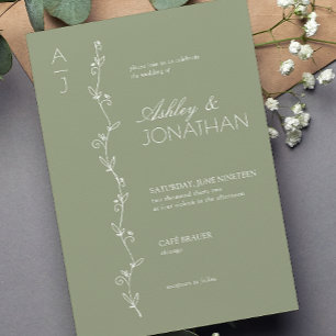 Invitation Divider botanique moderne Mariage Sage Green