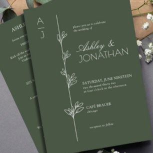 Invitation Divider botanique moderne Mariage vert tout-en-un