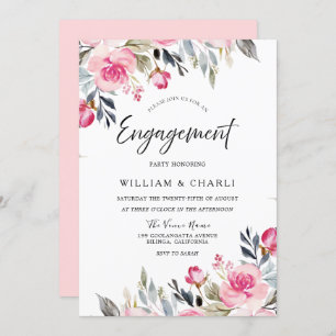 Invitation Divine Aquarelle Blush Fleur Partie d'engagement
