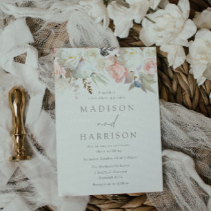 Invitation Divine Blush & Blanc Floral Mariage moderne