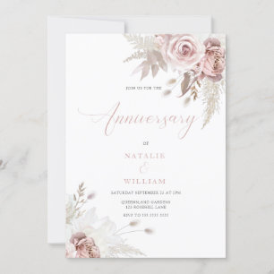 Invitation Divine Blush & Dusty Rose Anniversaire Mariage