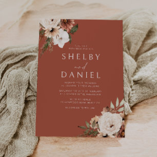 Invitation Divine Boho Floral Terracotta Mariage