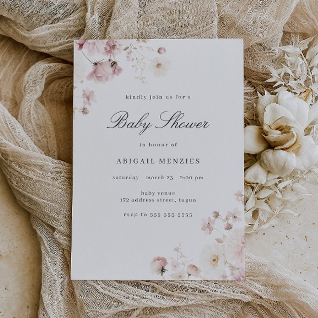 Invitation Divine Elegant Baby shower Fleurs Douces (Créateur téléchargé)