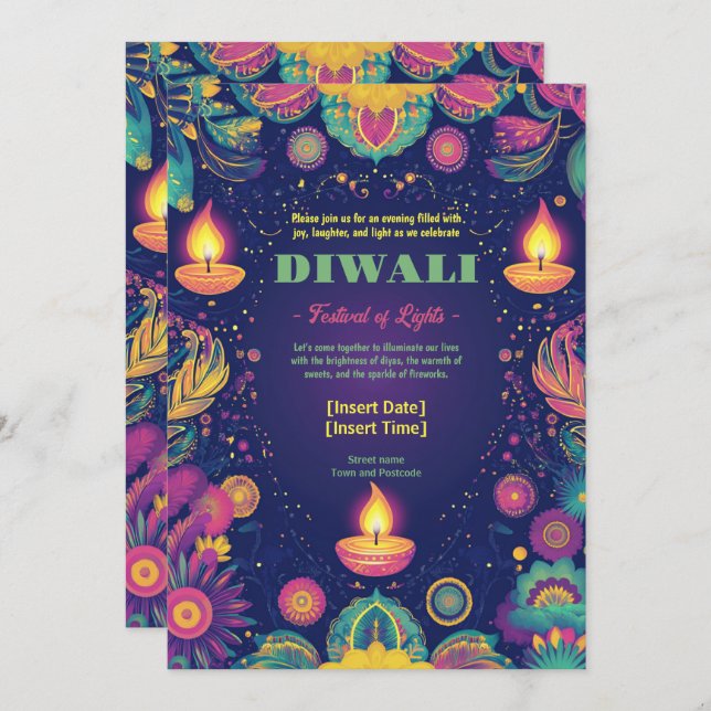 Invitation Divine Harmonie Diwali (Devant / Derrière)