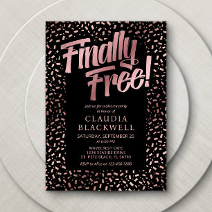 Invitation Divorce Rose Gold Confetti