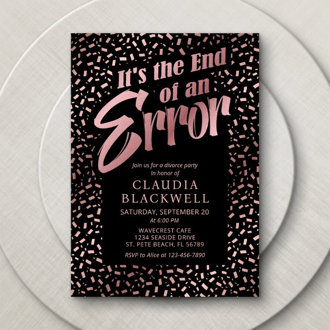 Invitation Divorce Rose Gold Confetti (Créateur téléchargé)