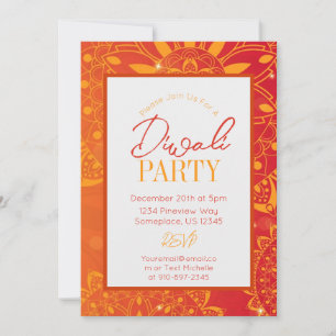 Invitation Diwali Colorful Orange Party
