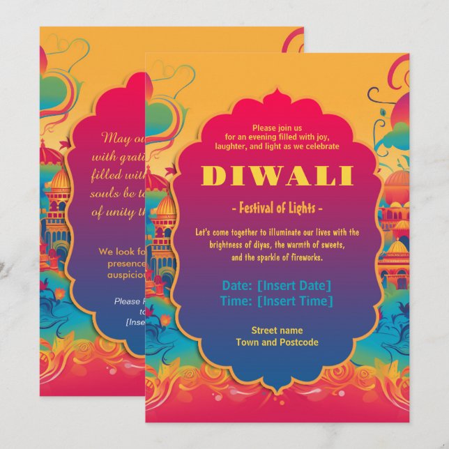 Invitation Diwali Harmon (Devant / Derrière)