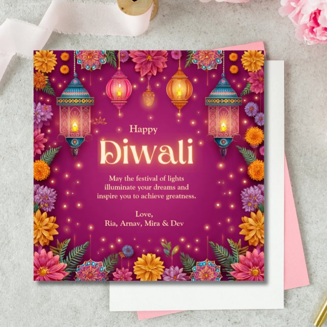 Invitation Diwali rose Festive Flower Salutation (Créateur téléchargé)