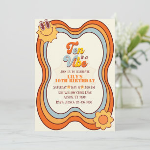 Invitation Dix ans, c'est une ambiance Anniversaire Rétro Gro