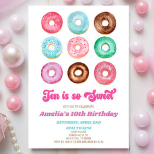 Invitation Dix, c'est si doux Donut 10e fête d'anniversaire