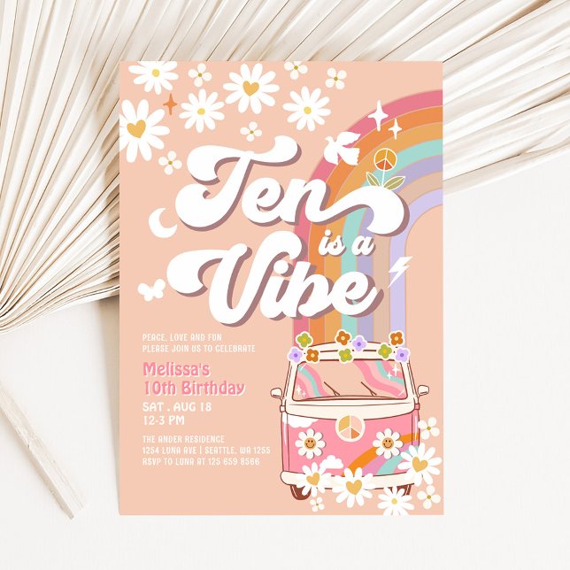 Invitation Dix est une ambiance groovy daisy rainbow 10e anni (Créateur téléchargé)