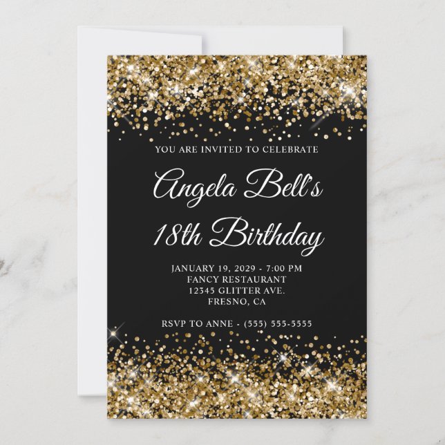 Invitation Dix-huitième Anniversaire Fancy Monogramme Paillet (Devant)
