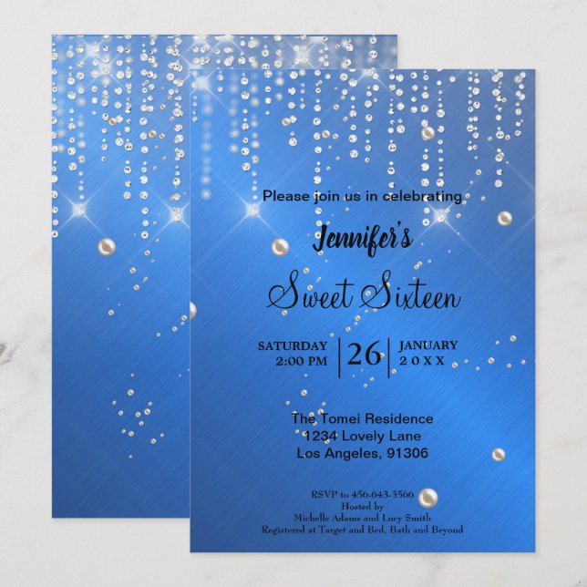 Invitation Dix-sept ans pailletés élégants (Devant / Derrière)