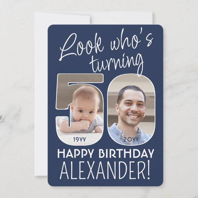 Invitation DIY Couleurs • Joyeux 50e Anniversaire 2 Photos (Devant)
