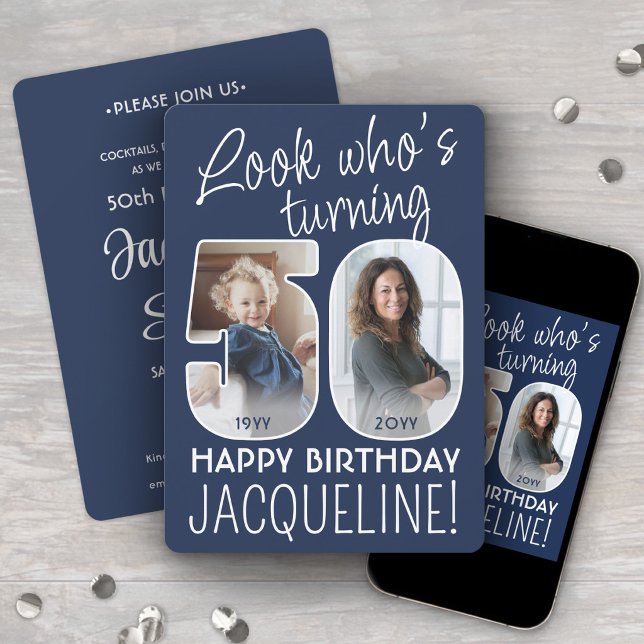 Invitation DIY Couleurs • Joyeux 50e Anniversaire 2 Photos (Créateur téléchargé)