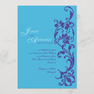 Invitation DIY Élégante Simplicité dans Ciel et Violet Vintag