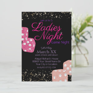 Invitation Dizaines de nuit Night Neon Rose Jeu Dice