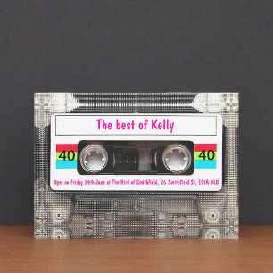 Invitation DJ 80s amusant Cassette Tape 40e Anniversaire pers