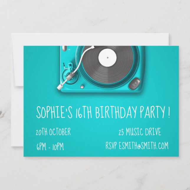 Invitation DJ funky cool rétro fête d'anniversaire adolescent (Devant)