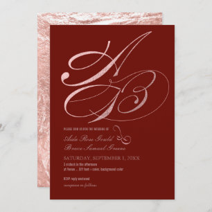 Invitation DO-IT-YOURSELF Couleur, Monogrammes, Faux Rose Gol