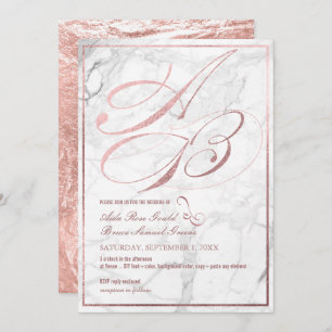 Invitation DO-IT-YOURSELF Couleur, Monogrammes, Faux Rose Gol