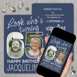 Invitation do-it-yourself couleurs ・ Regardez qui est 65 Anni<br><div class="desc">Regardez qui a 65 ans ! Famille Invitation et amis à une élégante célébration du 65e anniversaire pour lui ou elle avec 2 invitations personnalisées de fête photo. Les images et le libellé de ce modèle sont simples à personnaliser. Les couleurs bleu marine et blanc pour les contours arrière -...</div>