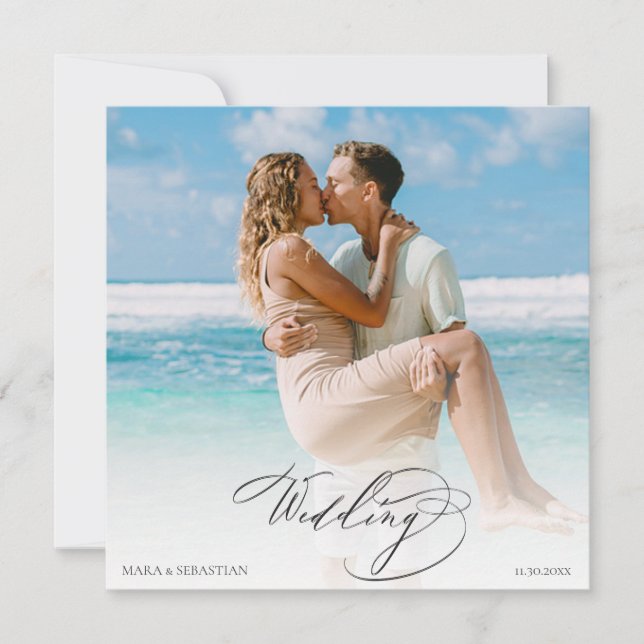 Invitation *~ do-it-yourself deux PHOTO RSVP QR AR6 Mariage (Devant)