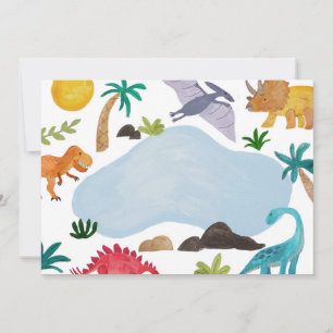 Invitation do-it-yourself Dinos peints en blanc Parti Anniver