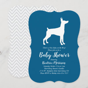 Invitation Doberman Pinscher Chien Baby shower Blue Boy