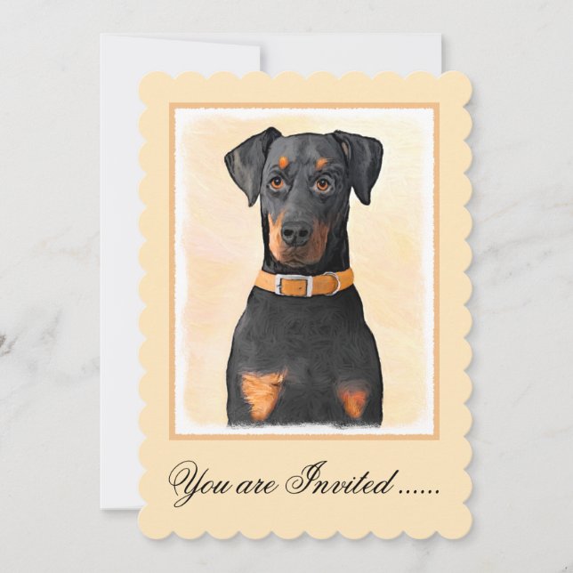 Invitation Doberman Pinscher Peinture non découpée Art origin (Devant)