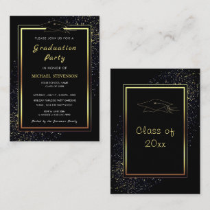 Invitation d'obtention de diplômes encadrés en or 
