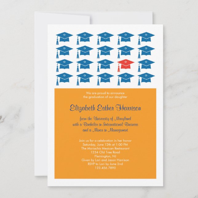 Invitation d'obtention du diplôme de casquette (Devant)