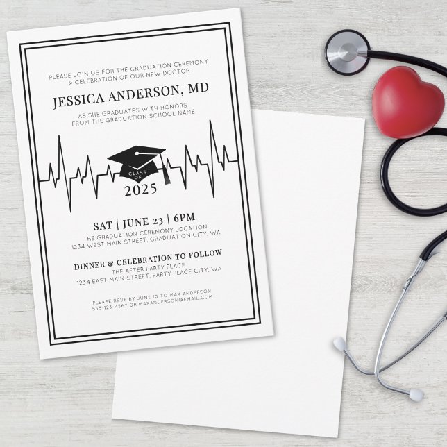 Invitation Docteur Élégant École Médicale de soins infirmiers (Elegant Doctor Medical Nursing School Graduation Invitation)