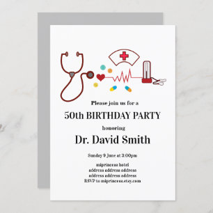 Invitation Docteur, Infirmière, anniversaire Médicale