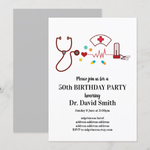 Invitation Docteur, Infirmière, anniversaire Médicale