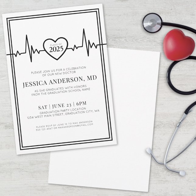 Invitation Docteur Médicale Nursing School Graduation Party (Doctor Medical Nursing School Graduation Party Invitation)