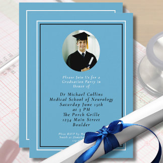 Invitation Docteur Médicale pour lui Bleu Graduation