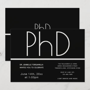 Invitation Doctorat Black Graduation Party