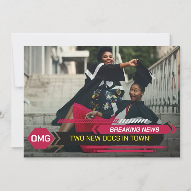 Invitation Doctorat Breaking TV News Graduation Party (Devant)