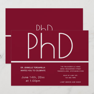Invitation Doctorat Burgundy Graduation Party