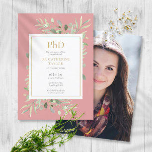 Invitation Doctorat Degré Dusty Rose Greenery