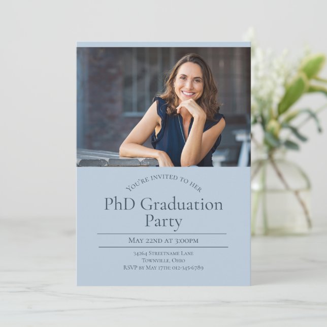 Invitation Doctorat Deux Diplômes Photo (Debout devant)
